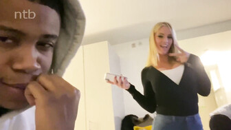 Busty blond and her cute girlfriend was taking turns on that big black cock