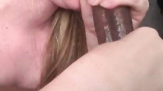 Slutty MILF sucks black cock for money