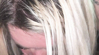 Busty blond mom cums hard while riding that big black cock