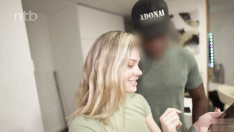 Skinny cuckold blond white wife gets facial from hubby and bbc lover