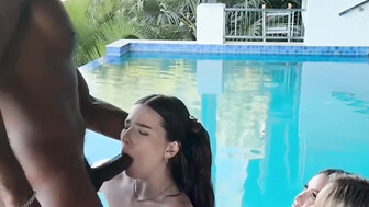 Three teen white babes were milking that fat bbc dry