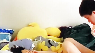 Vietnamese sexy wife with 9" long, 1.5" wide White dildo