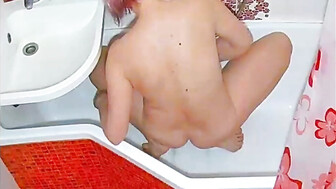 my wife...in the bathroom