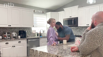 Blonde wife fucks husband's friend