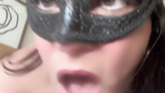 Masked cuckold white milf gets messy facial after intense bbc fucking