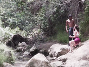 Hot babe and big black bull on a run