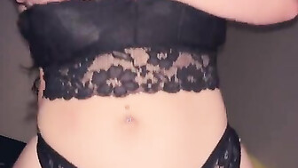 Hot white babe rides Black cock in lingerie