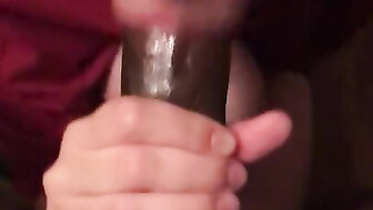 White wife having fun sucking big black cock