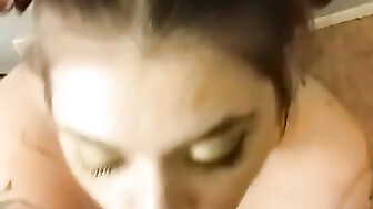 Blowjob and big cumshot on her pretty face