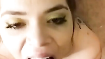 Blowjob and big cumshot on her pretty face