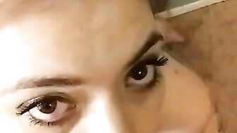 Blowjob and big cumshot on her pretty face