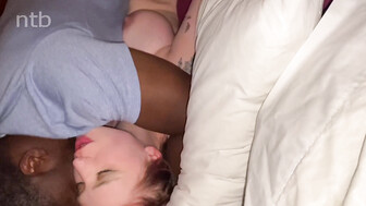 Blonde girl worships big black bull