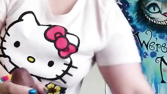 Thick blonde with glasses gives head