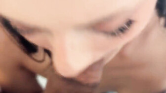 White girl in black stockings rides fat black cock