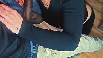 Sucked daddy black cock before going out