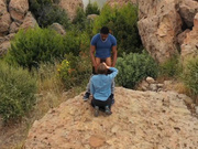 Black guy with big dick and cute white girl outdoors