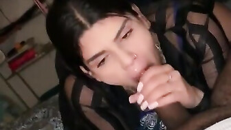Cheating gf gets BBC load of cum in her mouth