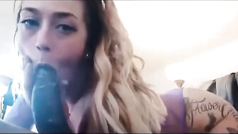 White girl records herself deepthroating a BBC