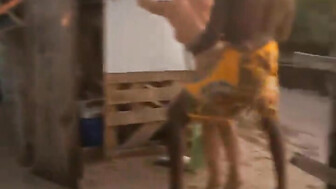 White wife fucks African village