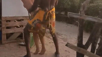 White wife fucks African village