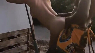 White wife fucks African village