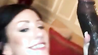 Pretty brunette sucks and fucks long BBC