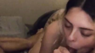Sucking her black daddy's dick