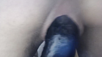 Tiny teen riding Giant BBC Dildo