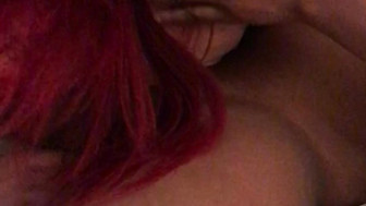 Redhead wife swallows deep black cock