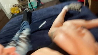 Chubby curly milf cums and squirts like mad on that huge black cock