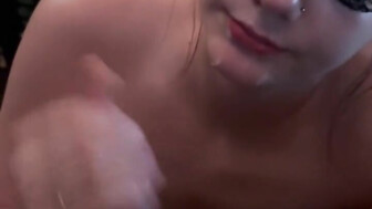 White girlfriend gives the sloppy head to Black cock