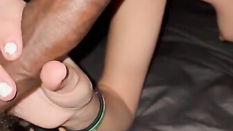 Beautiful white girl sucks black cock