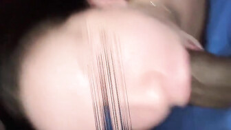 Stuffing hard black dick in her mouth she loves it