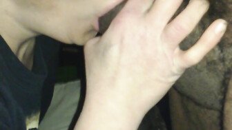 Brunette wife sucks on black cock