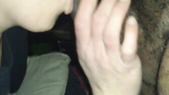 Brunette wife sucks on black cock