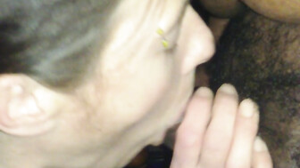 Brunette wife sucks on black cock