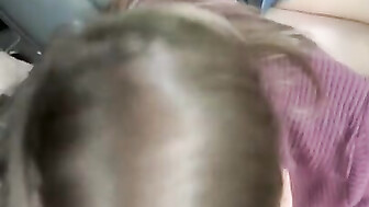 Sucking daddys fat Black cock in the car