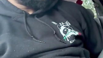 Sucking daddys fat Black cock in the car