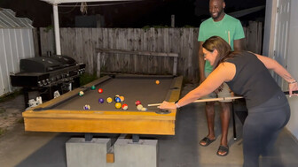 White wife fucked a black bull after playing pool