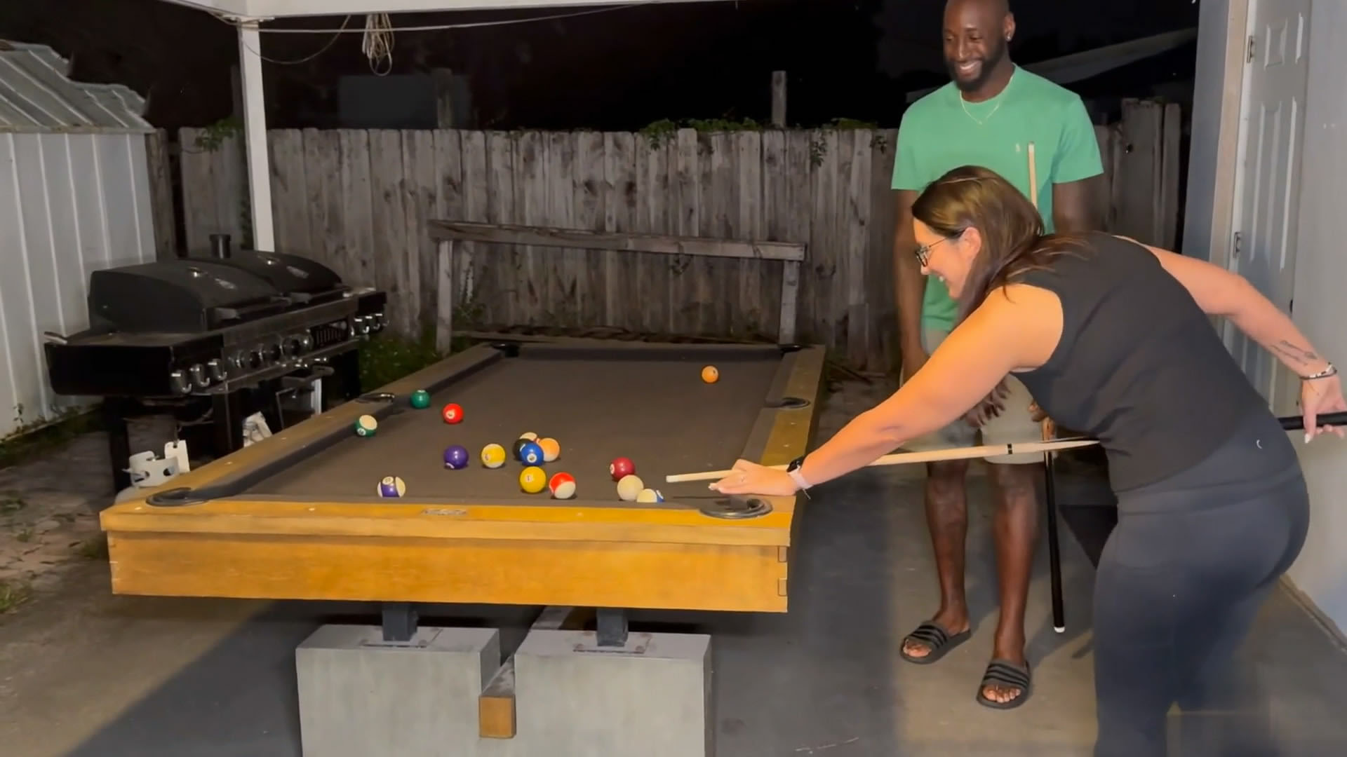 White wife fucked a black bull after playing pool