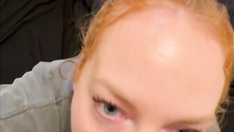 Redhead sucks Big black dick