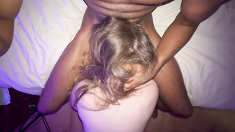 White girl blows black cock