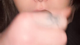 Choking on black cock