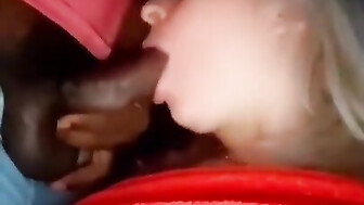 BBC blonde sucking black cock