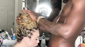 Snowbunny sucking a Big Black Cock