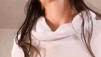 Cutie with big tits sucked and rode on a black cock