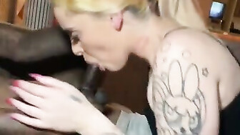 Cute blonde loves to suck daddy black dick