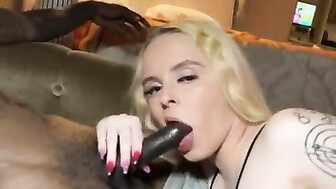Cute blonde loves to suck daddy black dick