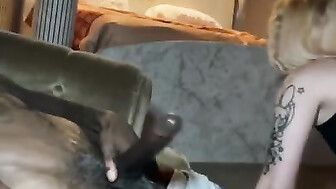 Cute blonde loves to suck daddy black dick