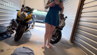 Redhead with tattoo fucked by Big black cock in the garage